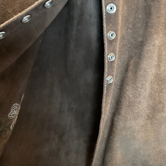 Darling, True Vintage 1970’s Genuine Leather snap button brown skirt - Picture 5 of 12